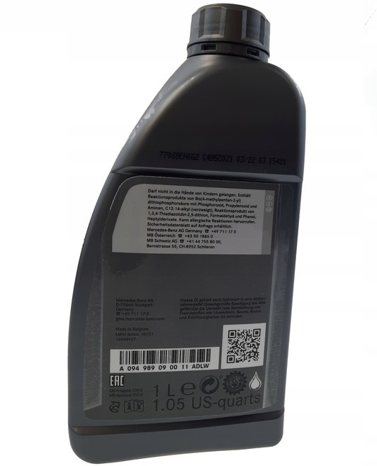 Ulei pentru diferential punte spate MERCEDES-BENZ MB235.0 85W90 A094989090011, volum 1 litru