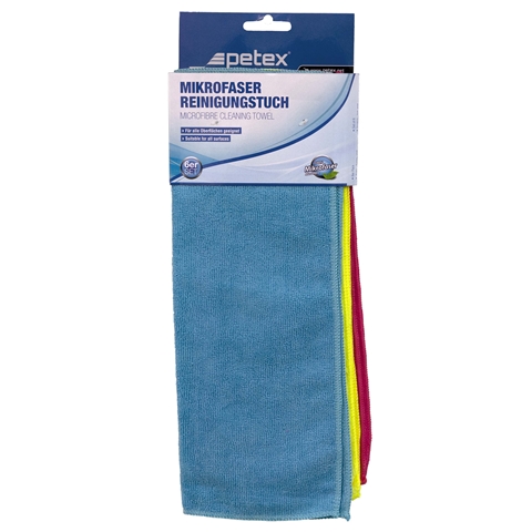Set 6 lavete auto din microfibra pentru curatare PETEX 432260PX, 40x30 cm, multicolor
