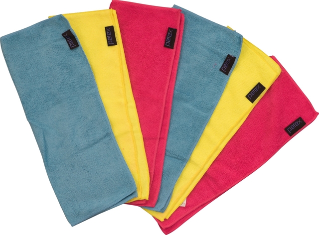Set 6 lavete auto din microfibra pentru curatare PETEX 432260PX, 40x30 cm, multicolor