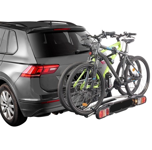 Suport auto pentru 2 biciclete GREEN VALLEY Tilt 160667, rabatabil, prindere pe carlig, capacitate maxima incarcare 60 kg, alimentare lumini priza 13 pini