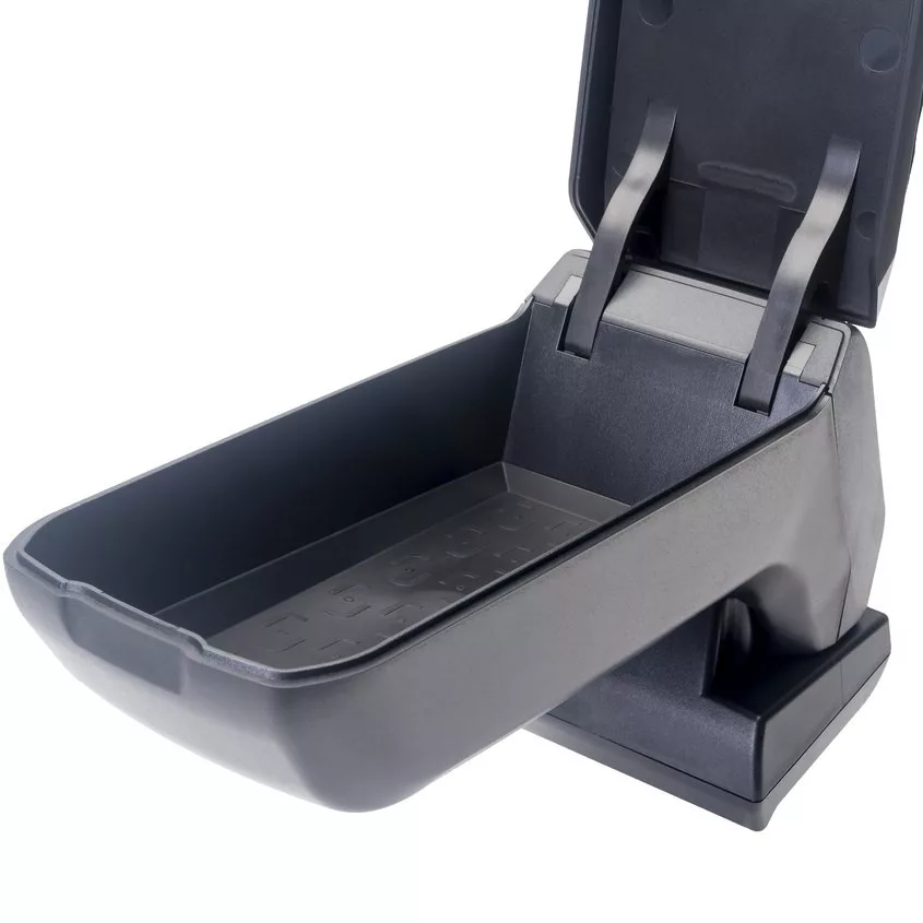 Cotiera auto rabatabila RATI Armster S V00628, capac piele ecologica, negru, contine kitul complet de montaj, pentru Fiat Doblo, 2010-2015, COMBO, 2012-2017