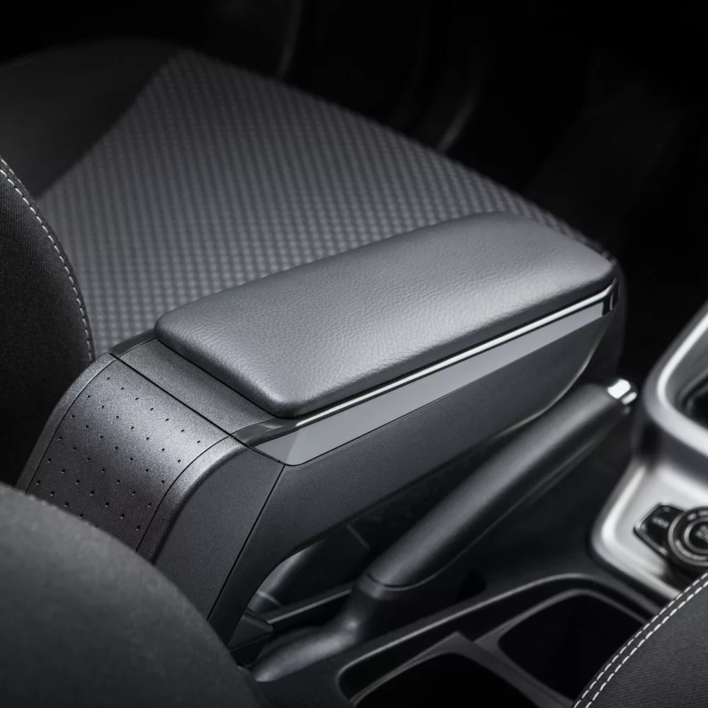 Cotiera auto rabatabila RATI Armster S V00628, capac piele ecologica, negru, contine kitul complet de montaj, pentru Fiat Doblo, 2010-2015, COMBO, 2012-2017