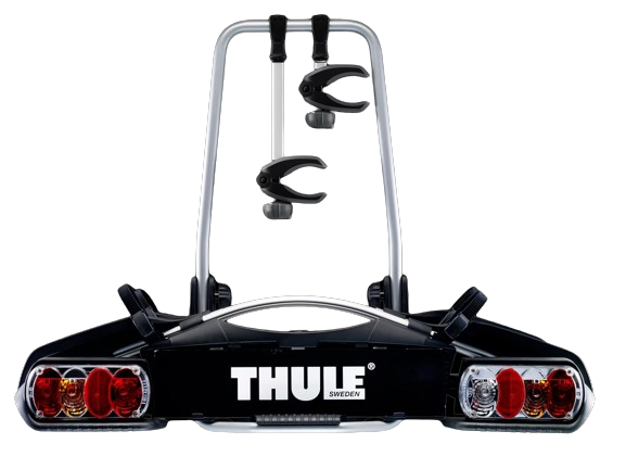 Suport auto pentru 2 biciclete THULE EuroWay G2 920020, alimentare 13Pin, montare pe carlig de remorcare, capacitate incarcare 46 kg, negru/aluminiu