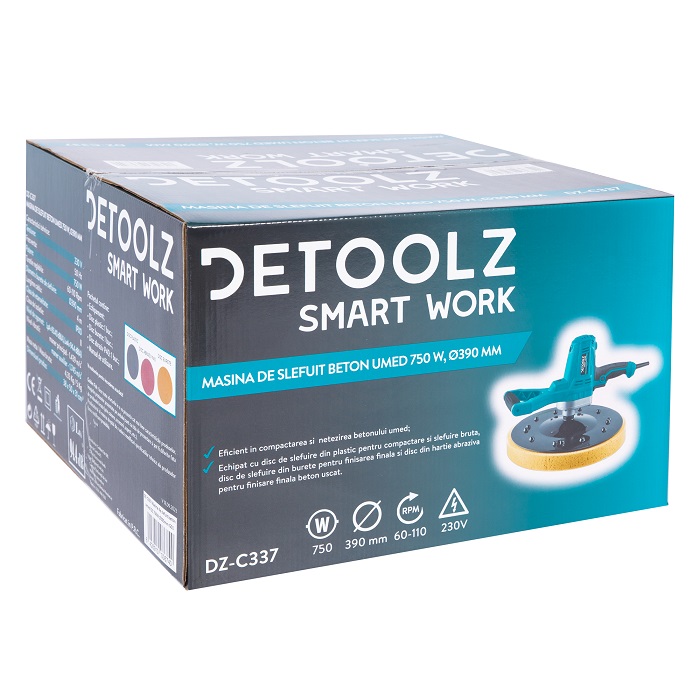 Masina de slefuit beton umed DETOOLZ DZ-C337, 750 W, diametru disc 390 mm, turatie 60-110 rpm