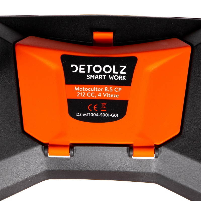 Motocultor DETOOLZ DZ-MT1004-S001-G01, motor benzina 4T, 212 CC, 8.5 CP, 4 viteze, pornire manuala, cu roti cauciuc