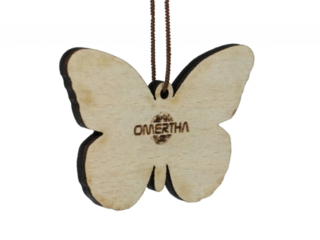 Odorizant auto OMERTHA OME38, forma fluture, din lemn, sticluta 30 ml, esenta parfum Black Mist