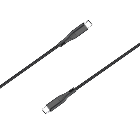 Cablu telefon LEMONTTI 6420628100373AE, SuperFast 65W, USB Type-C la USB Type-C, negru, lungime 1.2 metri, impletitura textila