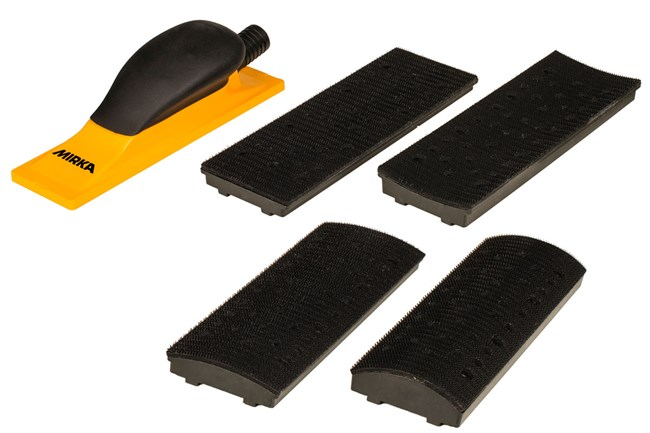 Set bloc de slefuit cu absorbtie + 4 placi slefuire MIRKA 8391520111, 70 x 180 mm, granulatie 40H, galben/negru