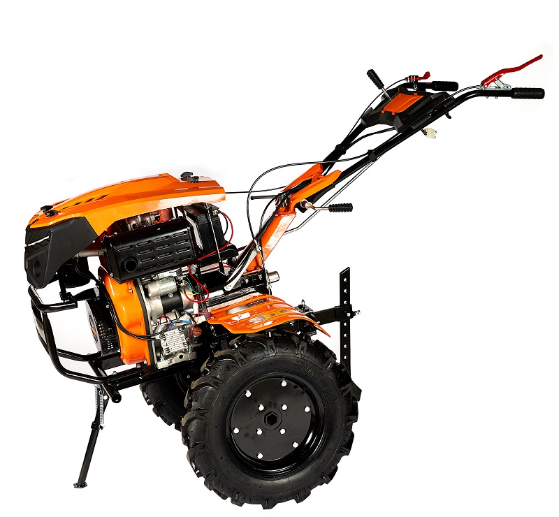 Motocultor DETOOLZ DZ-MT1005-S001-G01, 11 CP, 418 CC, motorina, 4T, 3 viteze, pornire electrica, cu roti