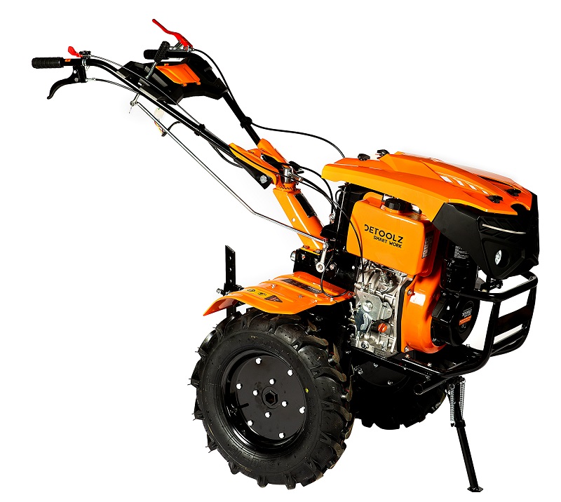 Motocultor DETOOLZ DZ-MT1005-S001-G01, 11 CP, 418 CC, motorina, 4T, 3 viteze, pornire electrica, cu roti