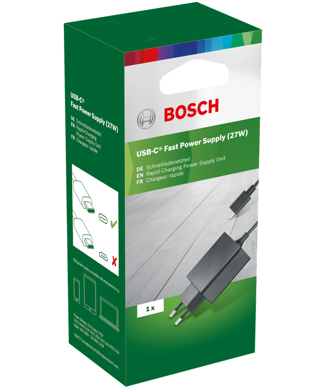 Incarcator rapid BOSCH 1600A01RU6, iesire USB-C, 27 W, negru