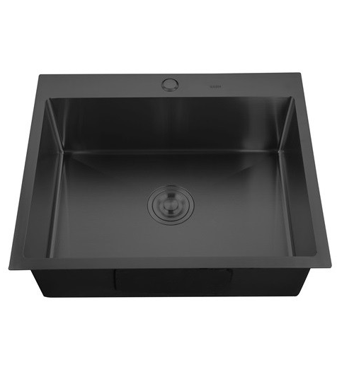 Chiuveta bucatarie MIXXUS HM5045-215 NANO-BLACK 3.0/0.8 13387, din inox, 500x450 mm, adancime cuva 215 mm, tabla 0.8 mm, sifon scurgere, negru