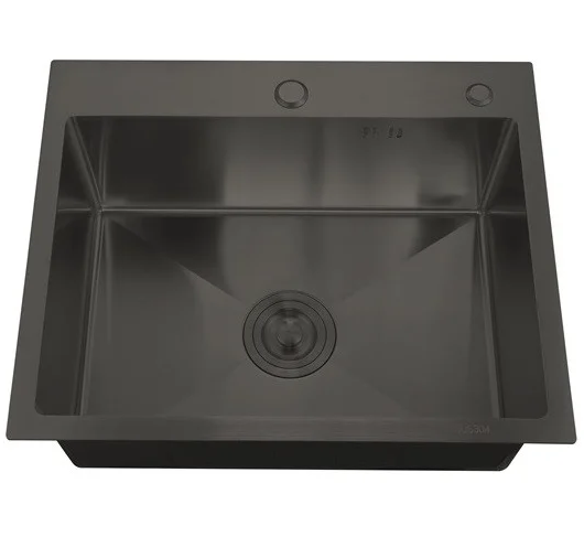 Chiuveta bucatarie MIXXUS HM5050-215 NANO-BLACK 3.0/0.8 13389, din inox, 500x500 mm, adancime cuva 215 mm, tabla 0.8 mm, sifon scurgere, negru