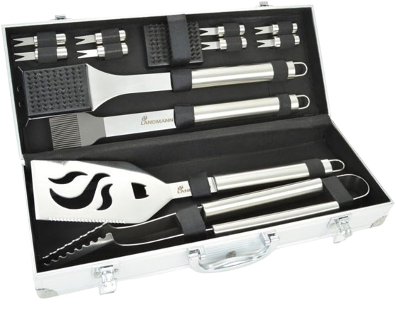 Set 13 ustensile gratar GRILLCHEF 13399, din inox, cutie metalica