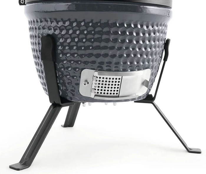Gratar ceramic pe carbuni LANDMANN Kamado 00573, suprafata de gatit din otel inoxidabil, diam 27 cm, 44 x 44 x 55 cm, termometru, gri, suport 3 picioare