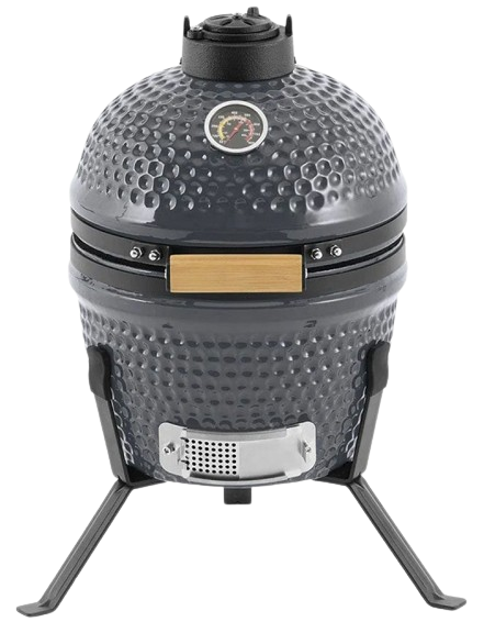 Gratar ceramic pe carbuni LANDMANN Kamado 00573, suprafata de gatit din otel inoxidabil, diam 27 cm, 44 x 44 x 55 cm, termometru, gri, suport 3 picioare