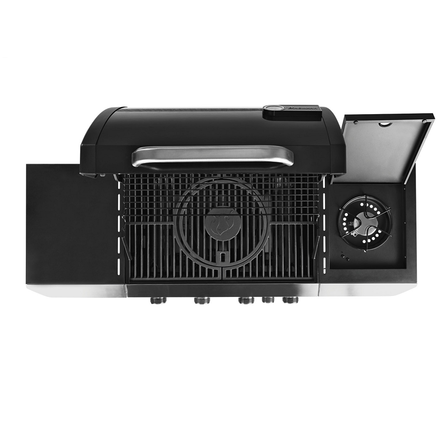 Gratar pe gaz LANDMANN Fryton 4.1 06196, cu airfrier incorporat, 64 x 40 cm, suprafata de gatit din fonta, cu termometru, display LED, cu regulator presiune