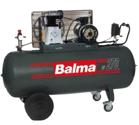 Compresor profesional BALMA NS39-270-CT5.5 4116019383, 4 kW, 380V, 10 bar, 2 pistoane, aer aspirat 653 l/min, aer refulat 577 l/min, butelie 270 L