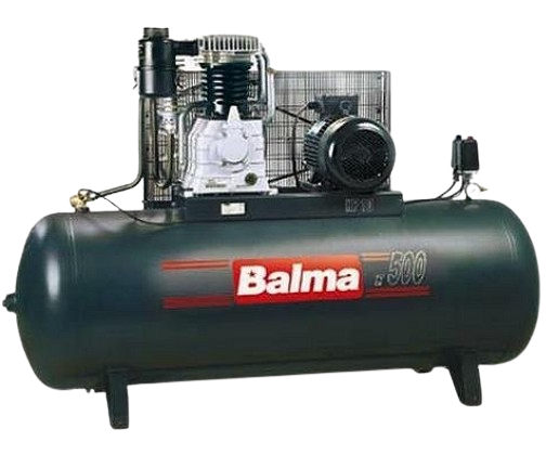 Compresor profesional BALMA NS39-500-FT7.5 4116019407, 5.5 kW, 380V, 11 bar, 2 pistoane, aer aspirat 827 l/min, aer refulat 702 l/min, butelie 500 L
