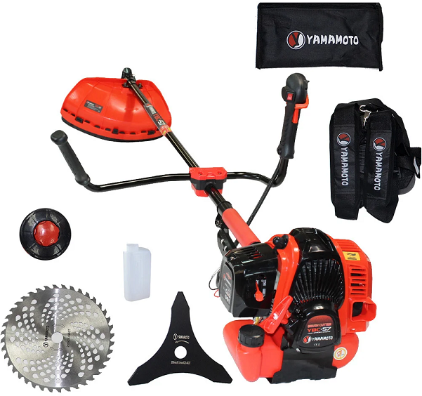 Motocoasa pe benzina YAMAMOTO YBC-57 13804, motor 2T, 52 CC, 6 CP, latime taiere 254 mm, 10000 rot/min, disc taiere, cutit 3 dinti, cap fir