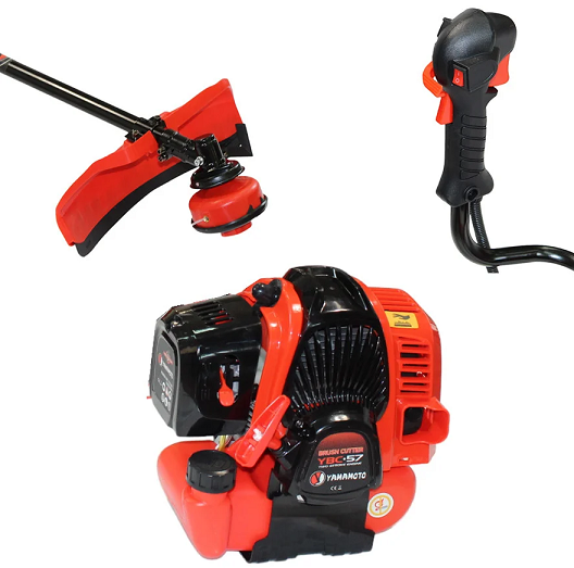 Motocoasa pe benzina YAMAMOTO YBC-57 13804, motor 2T, 52 CC, 6 CP, latime taiere 254 mm, 10000 rot/min, disc taiere, cutit 3 dinti, cap fir
