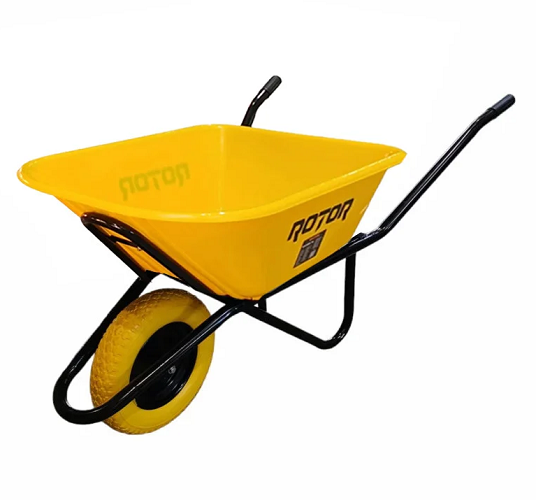 Roaba cuva din plastic ROTOR 13853, volum 100 litri, roata poliuretanica, galbena