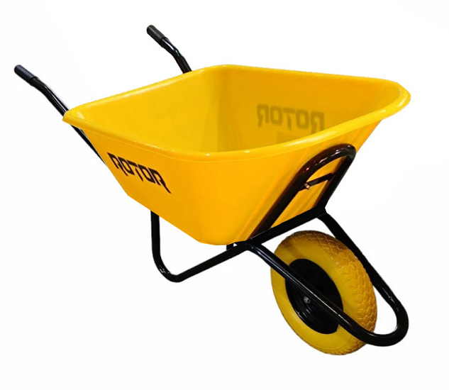 Roaba cuva din plastic ROTOR 13853, volum 100 litri, roata poliuretanica, galbena