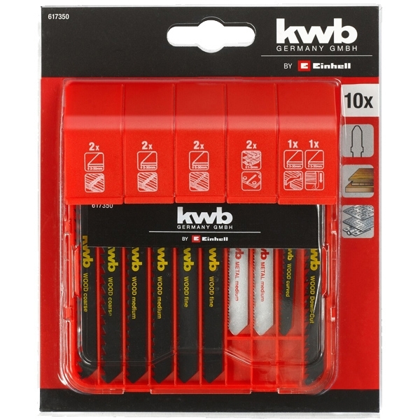 Set 10 panze fierastrau pendular EINHELL KWB 49617350, tija cu un prag de prindere T, pentru lemn, metal