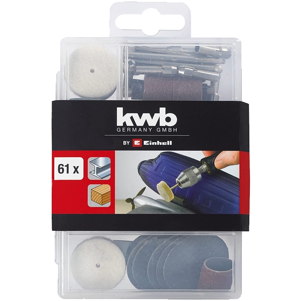 Set 61 accesorii pentru slefuire si gravura EINHELL KWB 49510950, pentru lemn si metal