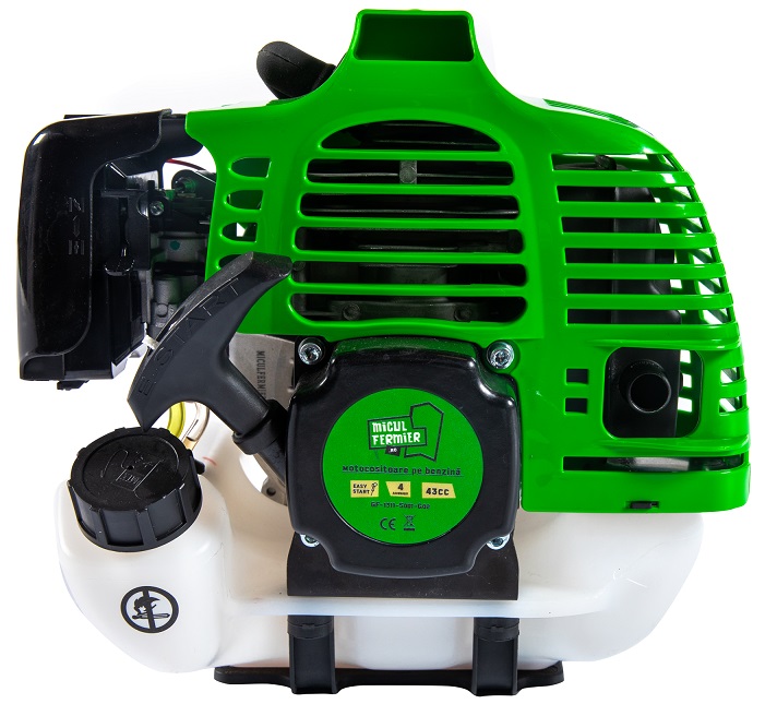 Motocositoare pe benzina MICUL FERMIER GF-1311-S001-G02, motor 2T, 43 CC, 3.4 CP, taiere cu fir 42 cm, disc 3 dinti, disc vidia, tambur fir, ham, bidon