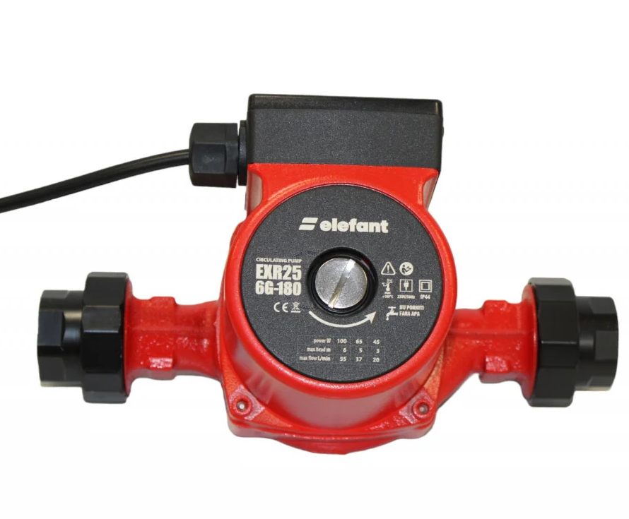 Pompa de recirculare apa ELEFANT EXR25 6G-180 13860, 100 W, debit 55 l/min, inaltime maxima 6.5 m, 3 trepte putere, racord 1 inch