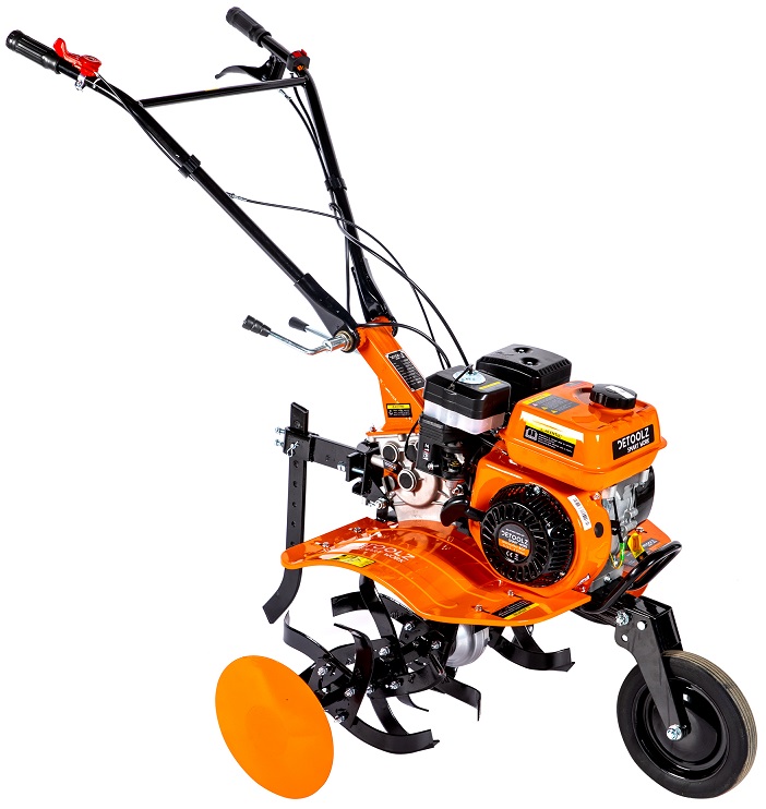 Motocultor DETOOLZ DZ-MT1002-S001-G01, motor benzina 4T, 212 CC, 8 CP, 3 viteze, latime lucru 85 cm, adancime lucru 29 cm, pornire manuala, fara roti