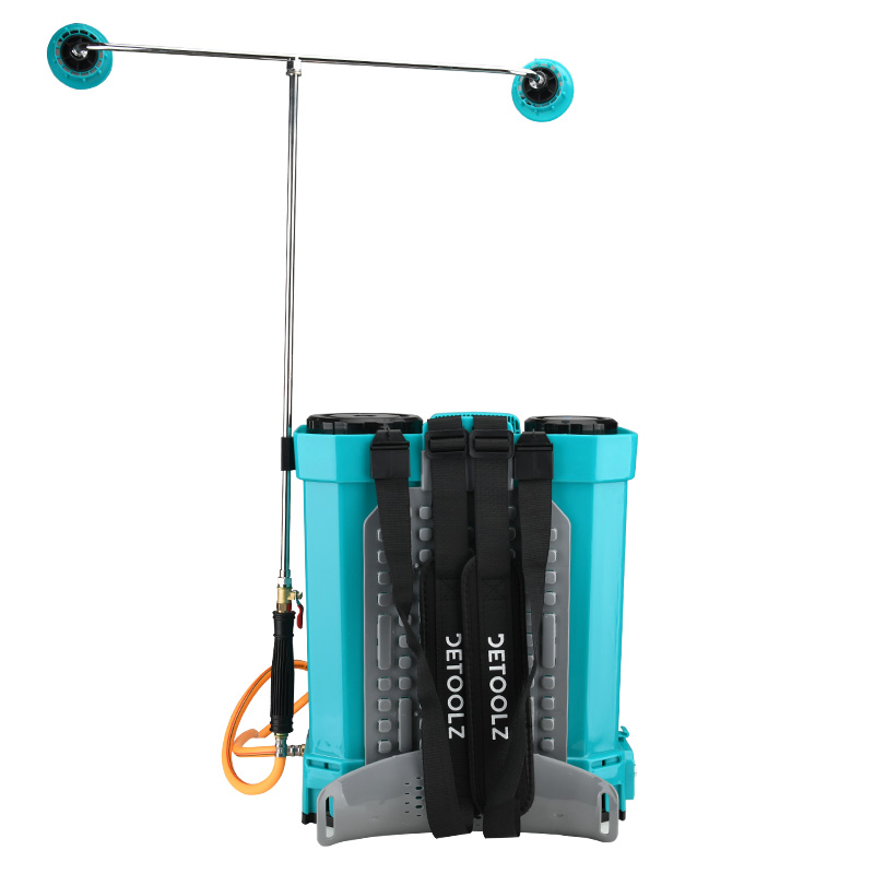 Pompa de stropit cu acumulator DETOOLZ DZ-PA1011-S001-G01, 8 Ah, volum rezervor 20 litri, debit 2.6 l/min, presiune 5.5 bar, tija 56-97 cm
