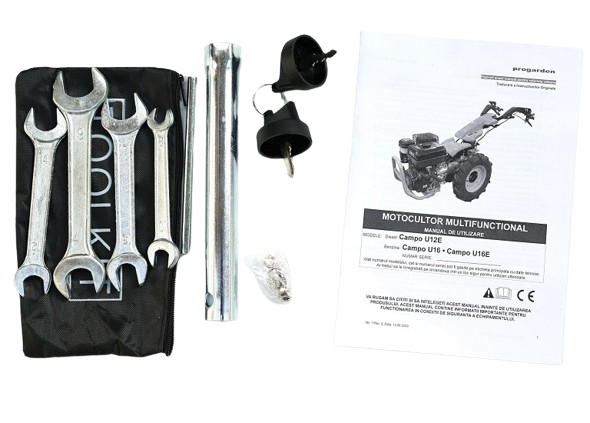 Motocultor multifunctional ProGARDEN Campo U16, motor benzina 4T, 420 CC, euro V, 14 CP, 10.5 kW, pornire la sfoara, 3+2 viteze, reductor, roti 5.00-10