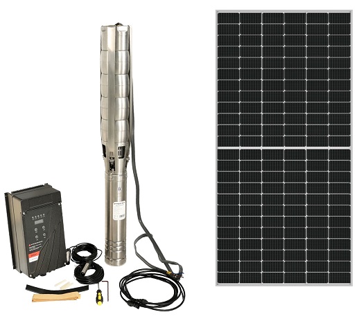 Kit pompa submersibila multietajata ProGARDEN Aqua SOLAR 4053 + 14 panouri SP460M-72H, 3 inch, 3000W/300V, MPPT, 660 L/min, inaltime 45 m, apa curata