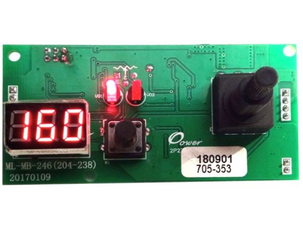 Placa de control ProWELD 705-353, curent 160A, tensiune 15V, cu afisaj LED, 90 x 45 x 37 mm, pentru aparate sudura MMA DLS