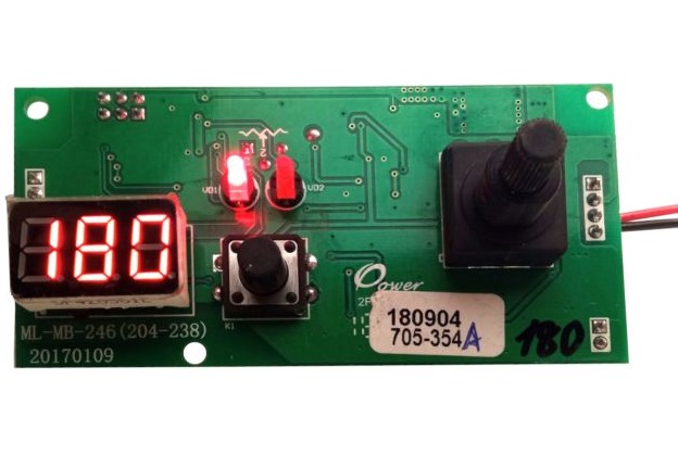 Placa de control ProWELD 705-354A, curent 180A, tensiune 15V, cu afisaj LED, 90 x 45 x 37 mm, pentru aparate sudura MMA DLS