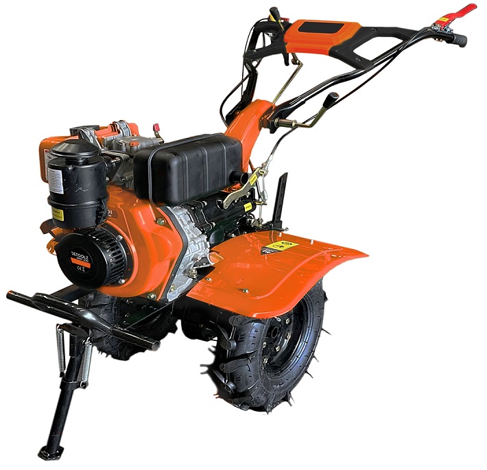 Motocultor pe motorina DETOOLZ DZ-MT1001-S001-G01, motor 4T, 280 CC, 7 CP, 3 viteze, pornire manuala, cu roti