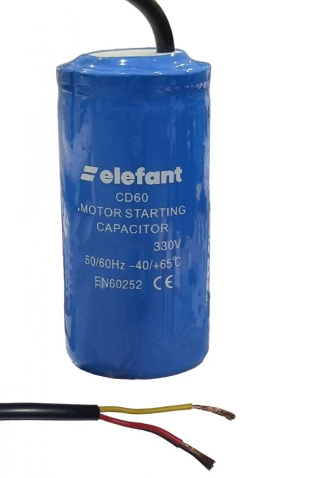 Condensator cu fire ELEFANT CD60 13978, capacitate 250 microfarazi, 50 x 100 mm, tensiune 330V