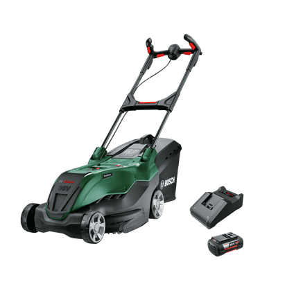 Masina electrica pentru tuns iarba BOSCH AdvancedRotak 36V-44-750 06008B9G01, latime taiere 44 cm, cos colector 50 litri, 1 x acumulator Li-Ion, 36 V, 4 Ah