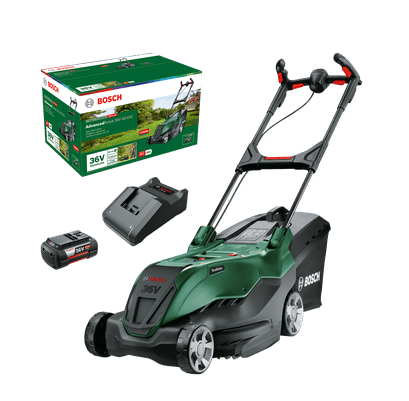 Masina electrica pentru tuns iarba BOSCH AdvancedRotak 36V-44-750 06008B9G01, latime taiere 44 cm, cos colector 50 litri, 1 x acumulator Li-Ion, 36 V, 4 Ah