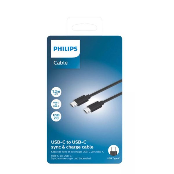 Cablu de date/incarcare telefoane PHILIPS DLC3104C/03, lungime 1.2 metri, de la USB C la USB C