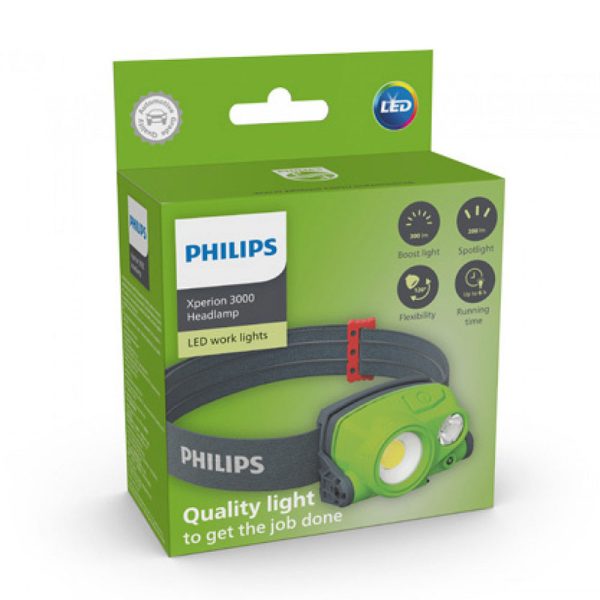 Lampa de lucru cu LED PHILIPS Xperion 3000 Headlight X30HEADX1, 3W, 300 lumeni, 3.7V, 1200 mAh, alimentare USB-C, cu doua moduri iluminare