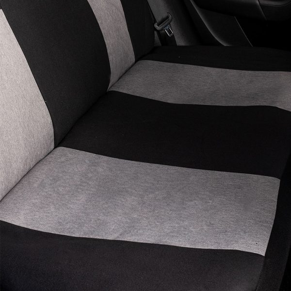 Set huse scaune auto universale UMBRELLA Nero 108820, gri/negru, material textil cu insertii piele ecologica, compatibile cu cu sistem AIRBAG