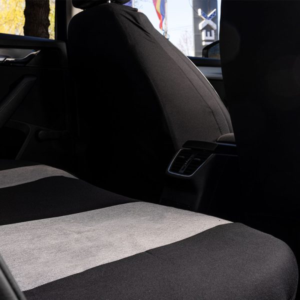 Set huse scaune auto universale UMBRELLA Nero 108820, gri/negru, material textil cu insertii piele ecologica, compatibile cu cu sistem AIRBAG