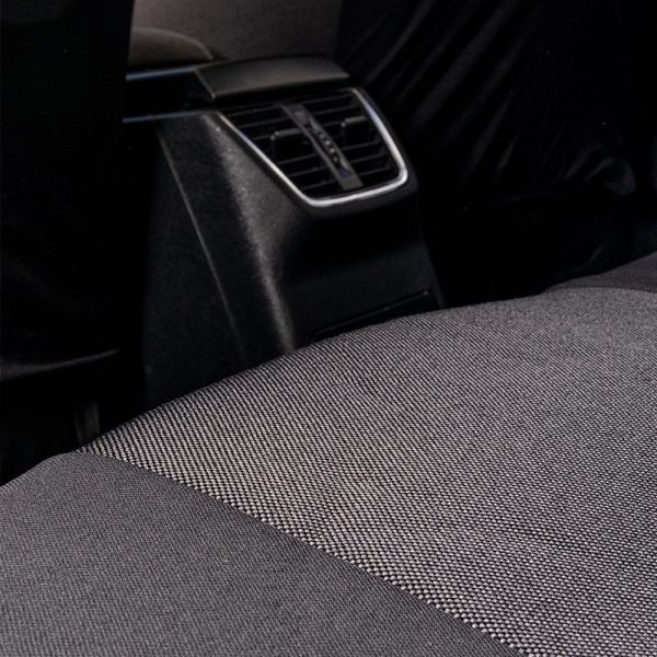 Set huse scaune auto universale UMBRELLA Nero 108817, negru, material textil cu insertii piele ecologica, compatibile cu cu sistem AIRBAG