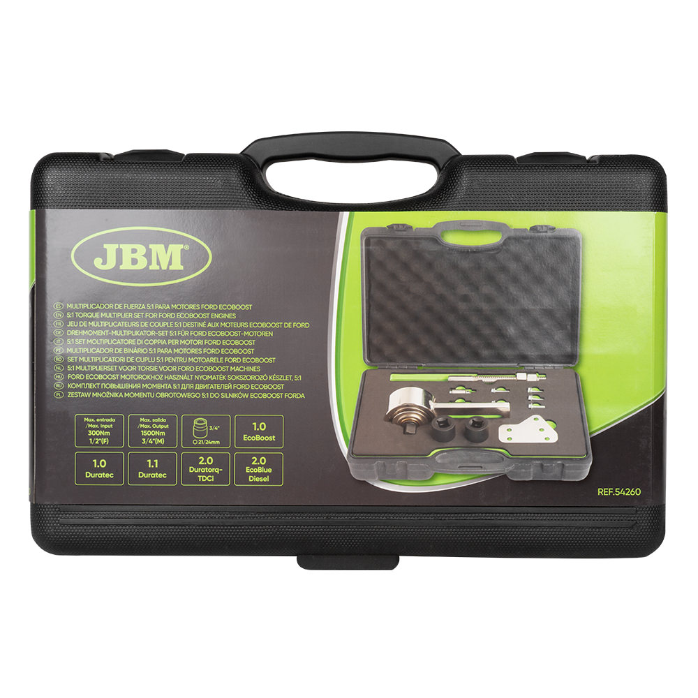 Kit multiplicator cuplu 5:1 JBM 54260, 2 x tubulara cap patrat 1/2 inch, 3/4 inch, prize impact 21, 24 mm, pentru arbore cotit motor Ford Ecoboost