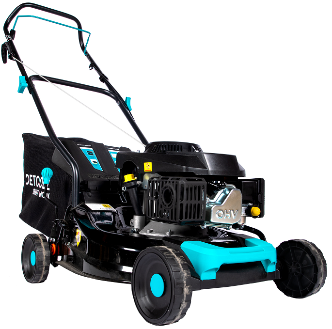 Masina de tuns gazon DETOOLZ DZ-TG1003-S001-G01, motor benzina 4T, 146 CC, 3.5 CP, latime taiere 46 cm, 7 nivele, 25-70 mm, cos colector 50 litri