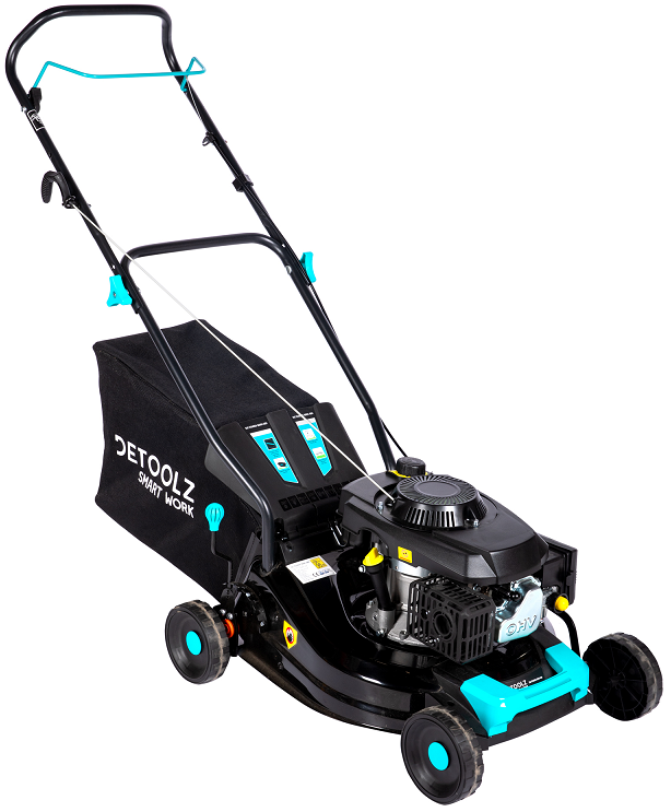 Masina de tuns gazon DETOOLZ DZ-TG1003-S001-G01, motor benzina 4T, 146 CC, 3.5 CP, latime taiere 46 cm, 7 nivele, 25-70 mm, cos colector 50 litri
