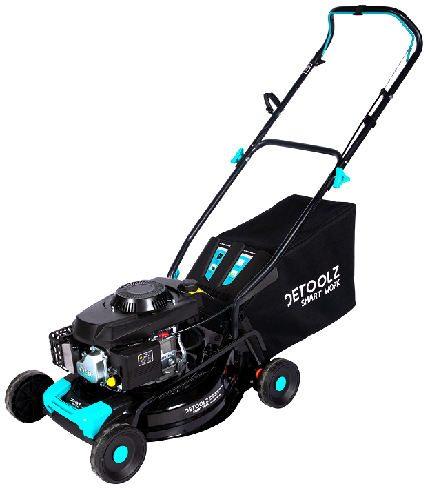 Masina de tuns gazon DETOOLZ DZ-TG1003-S001-G01, motor benzina 4T, 146 CC, 3.5 CP, latime taiere 46 cm, 7 nivele, 25-70 mm, cos colector 50 litri